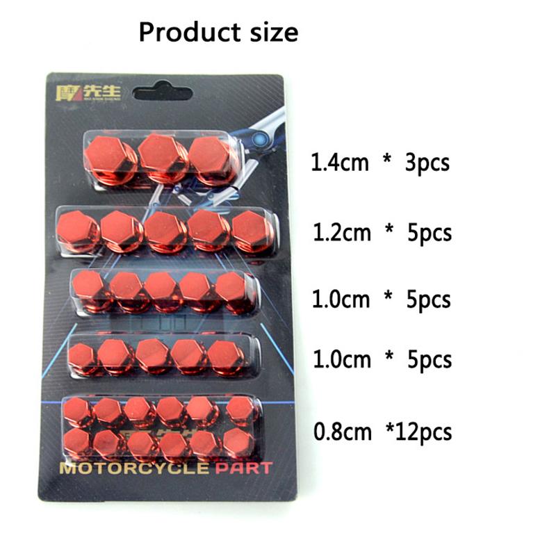 30Pcs/set Motorcycle Nut Cover Modification Screw Plating Caps for Car Motor Scooters Electric Nut Cover 0.8/1/1.2/1.4cm 8Colors