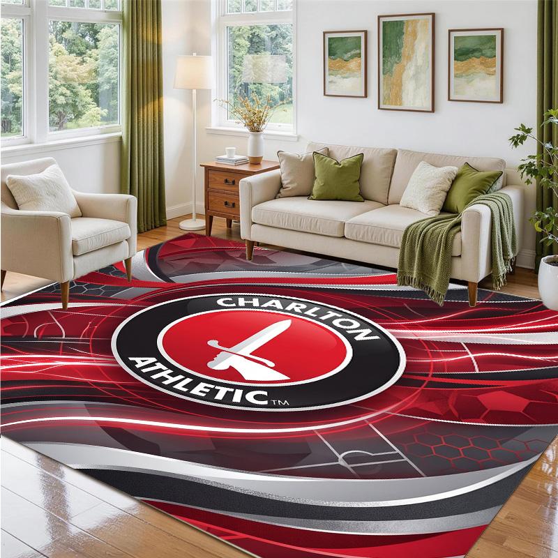 Charlton Athletic FC Design Crystal Velvet Rug Soft Decorative Mat for Bedroom Entrance