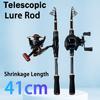 Portable Short Spinning Fishing Rod Combo Telescopic Mini Sea Rod Closed Length 41-42cm With Gear Ratio 7.2:1/5.2:1 Wheel Kit