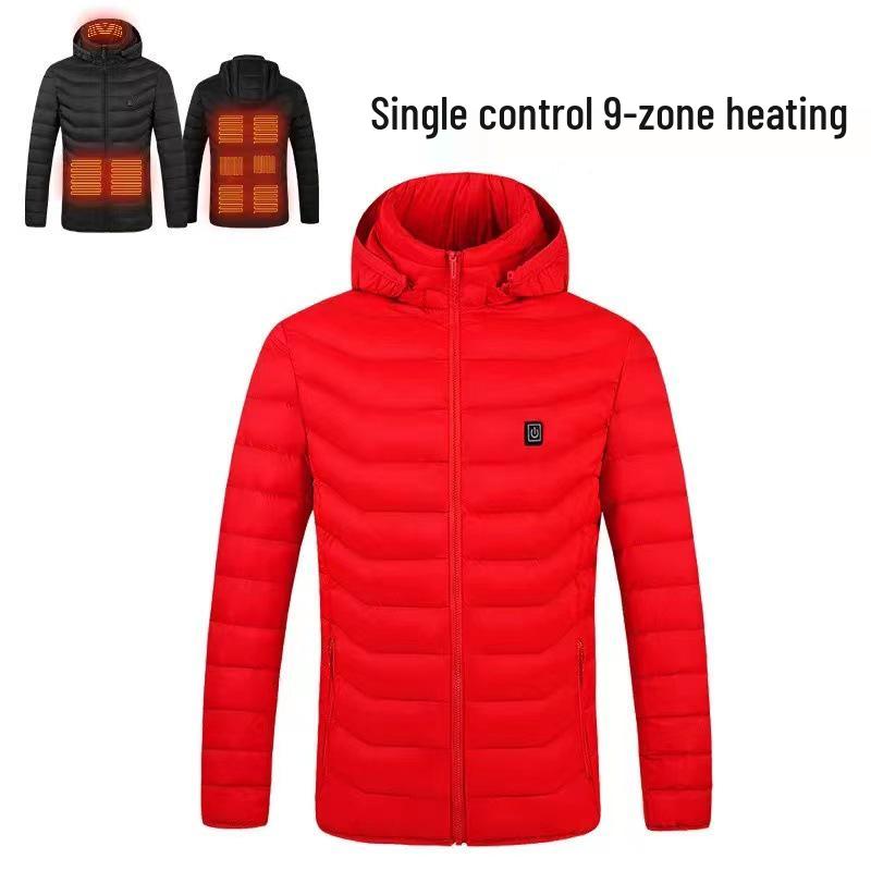 Men's Dual-Control USB Heated Cotton Coat with Nine-Zone Electric Heating