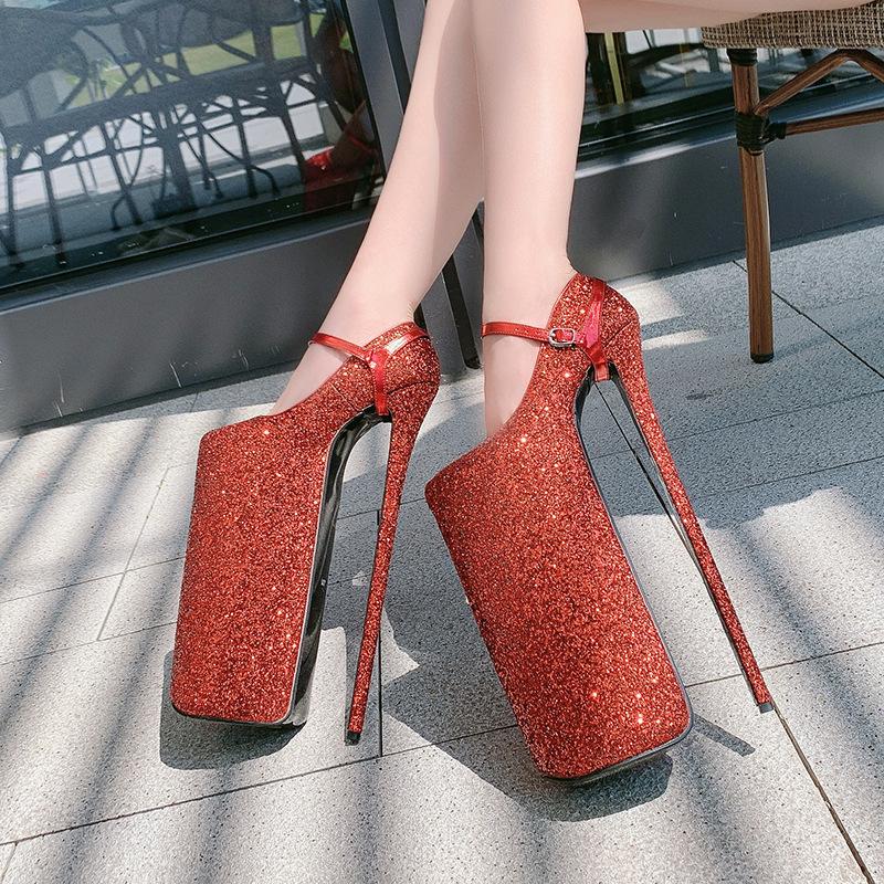 

30CM waterproof table large size high heels stiletto sexy women s shoes 35 красный