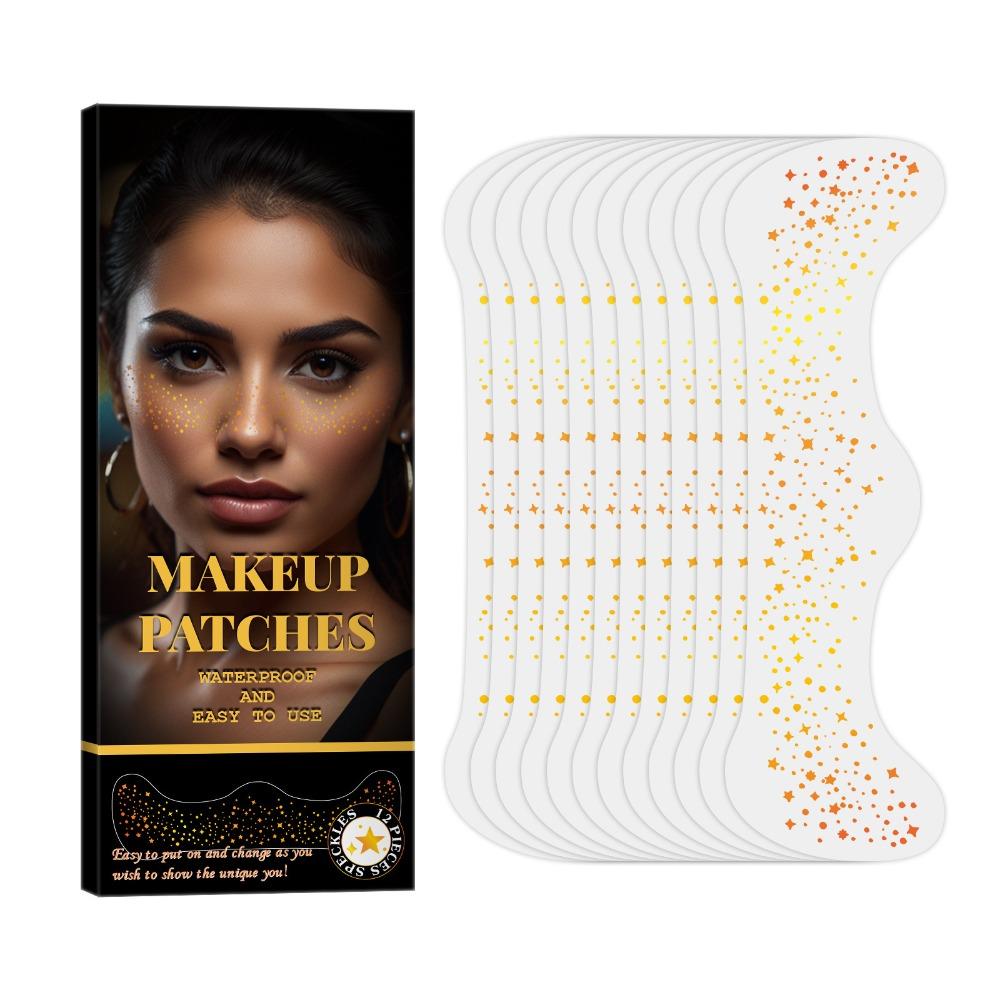 12 Pcs Waterproof Glitter Freckles Face Tattoo Glitter Face Glitter Speckles Patches  for Women