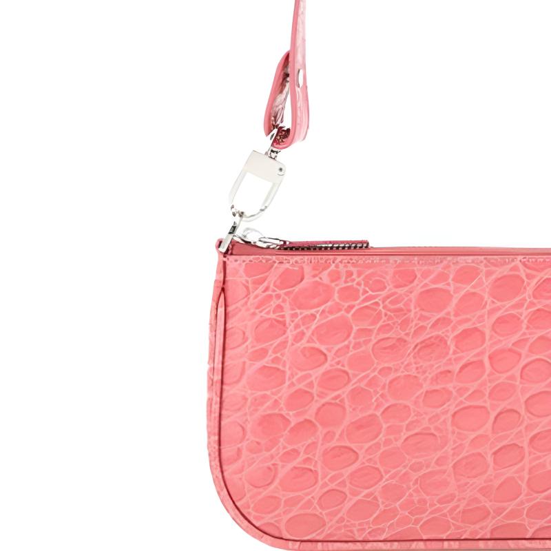 By Far Rachel Crocodile Pattern Leather Baguette Bag Women bags Pink 21FWRCLSVNCCEMED