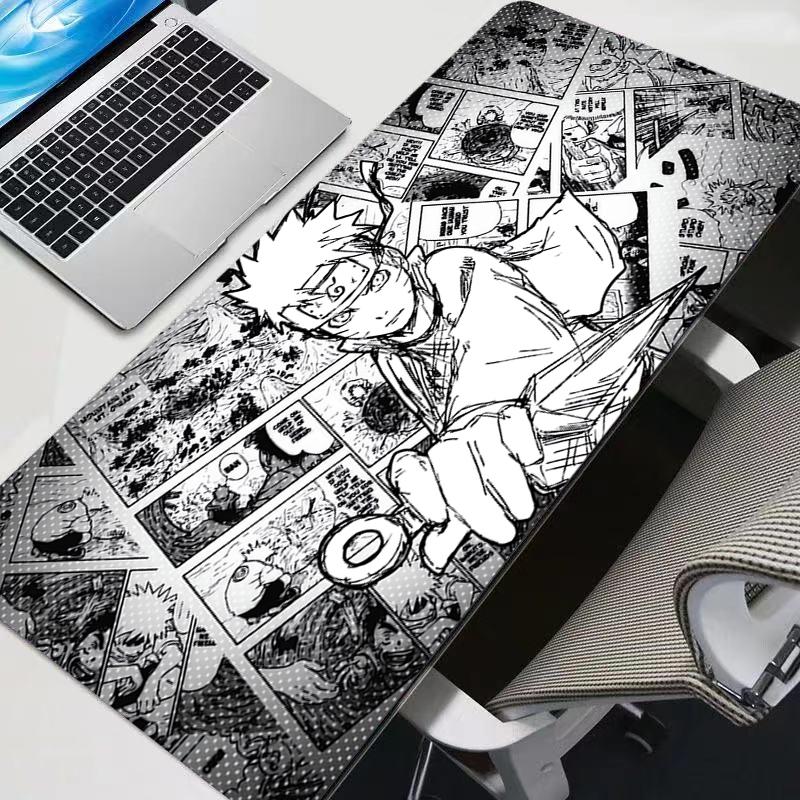 Mouse Pad Laptop Gaming Desk Mat Black And White Manga Mousepad Anime Office Computer Naruto Uzumaki Carpet Gamer Keyboard Pad