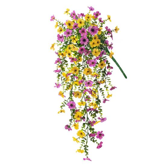 1/2/3/6Pcs Hanging Artificial Violet Flower UV Resistant Realistic Fake Flower Wedding Party Indoor Outdoor Garden Wall Hanging Faux Flower Decoration