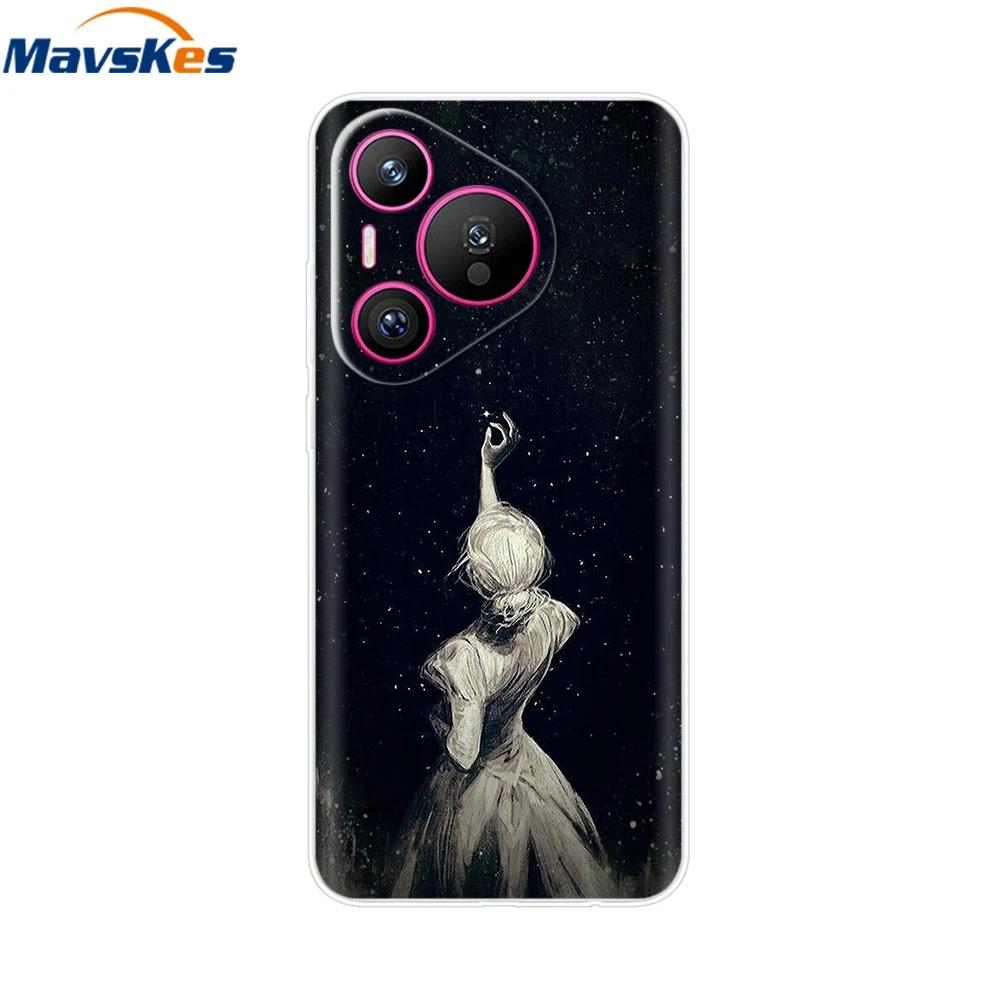 For Huawei Pura 70 Pro Case Pura 70 Clear Back Cover Pretty Girl Bumper Soft TPU Funda For Huawei Pura 70 Pro+ Pura70 Ultra Capa