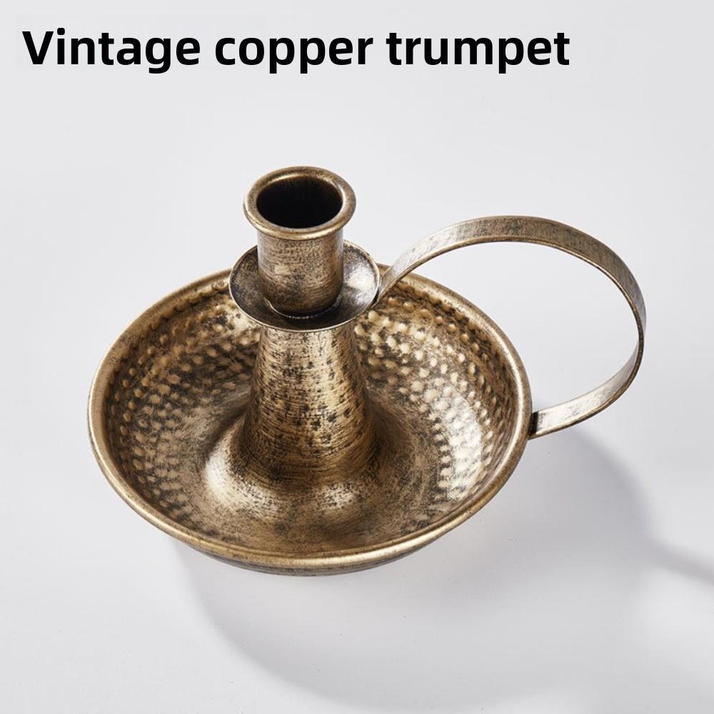 Vintage Elegant Tabletop Candle Holders Iron Metal With Handle Candlestick Holder Home And Wedding Decoration