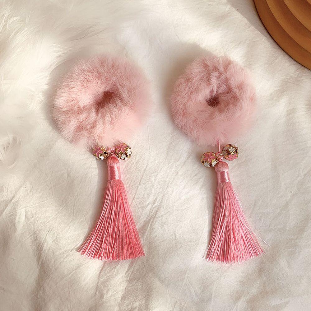 Bowknot Tassel Hairball New Year Hair Accessories Children's Headwear Plush Hair Rope Duckbill Clip