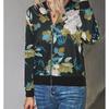 Übergröße Damen Herbstmode Bedruckte Rundhalsjacke mit Reißverschluss und langen Ärmeln