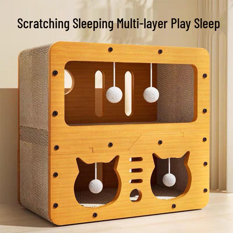 All-Season Durable Cat Scratching Board & Bed - Scratch-Resistant, Non-Shedding, Cat Claw Sharpener & House
