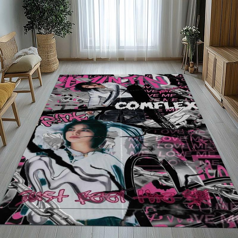 Hyunjin Kpop Stray Kids Star Living Room Non-Slip Area Rug Soft Carpet for Bedroom Kids Playroom Sofa,Home Decor Doormat Gift 40x60cm