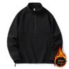 Men's High Collar Plush Fleece Hoodie - Solid Color Zipper Jacket for Spring 2025