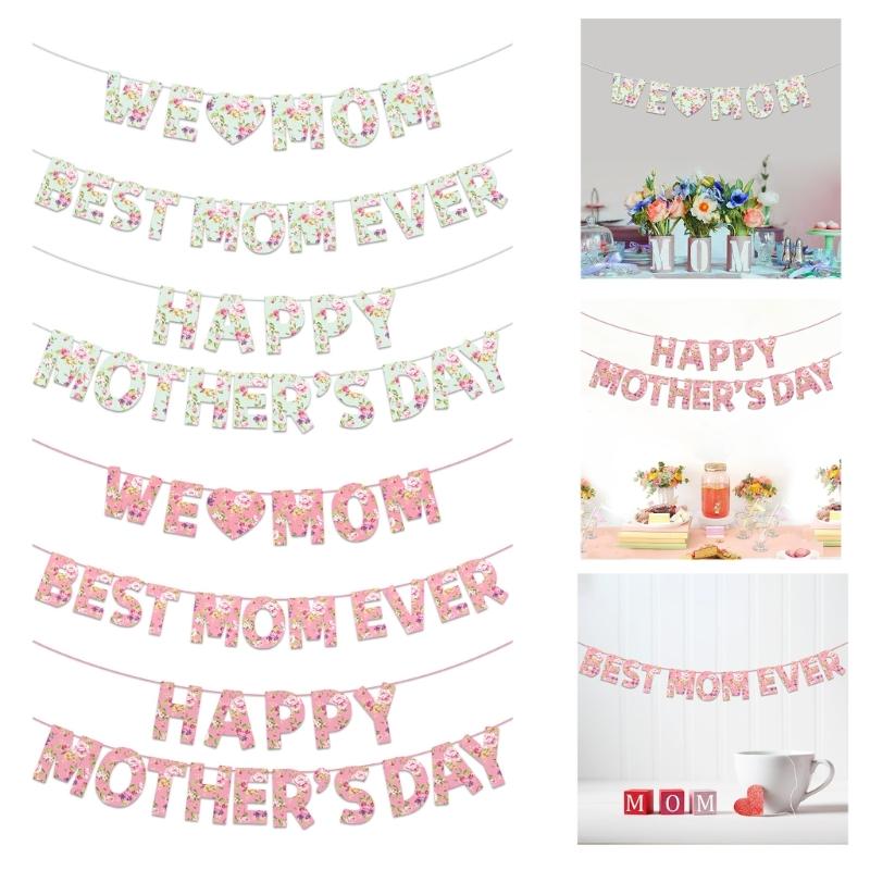 Happy Mother's Day Flag Mothers Day Party Decoration Bunting for Women Happy Mother's Day Celebration Flag Supplies