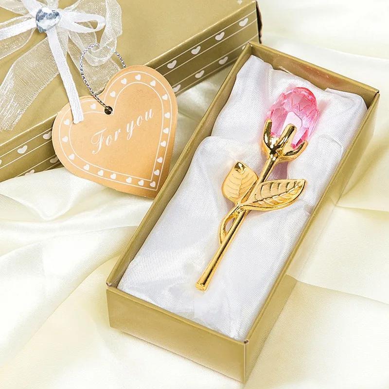 1 Pcs Crystal Rose Crafts Valentine's Day Small Gifts Crystal Rose Souvenirs Romantic Roses Ornaments