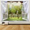 Wald vor dem Fenster Landschaft Wandteppich Hängen grüne natürliche Pflanzen Bohemian Hippie Psychedelic Schlafzimmer Home Decor
