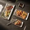 Stainless Steel Serving Plate Large Camping Rectangular Platter with Handles Countertop Decorative Tray for Party Buffet Appetizers Kitchen Organizer