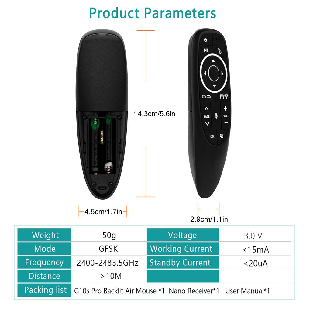 Voice Remote Control Gyroscope Backlight 2.4G Wireless Controller USB 17 Keys Smart Replacement Battery Operated for Office