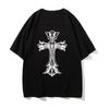 2025 New Summer Men's Offset Printing Flower Easter Horror Cross Men's Casual Loose Short Sleeved T-shirt