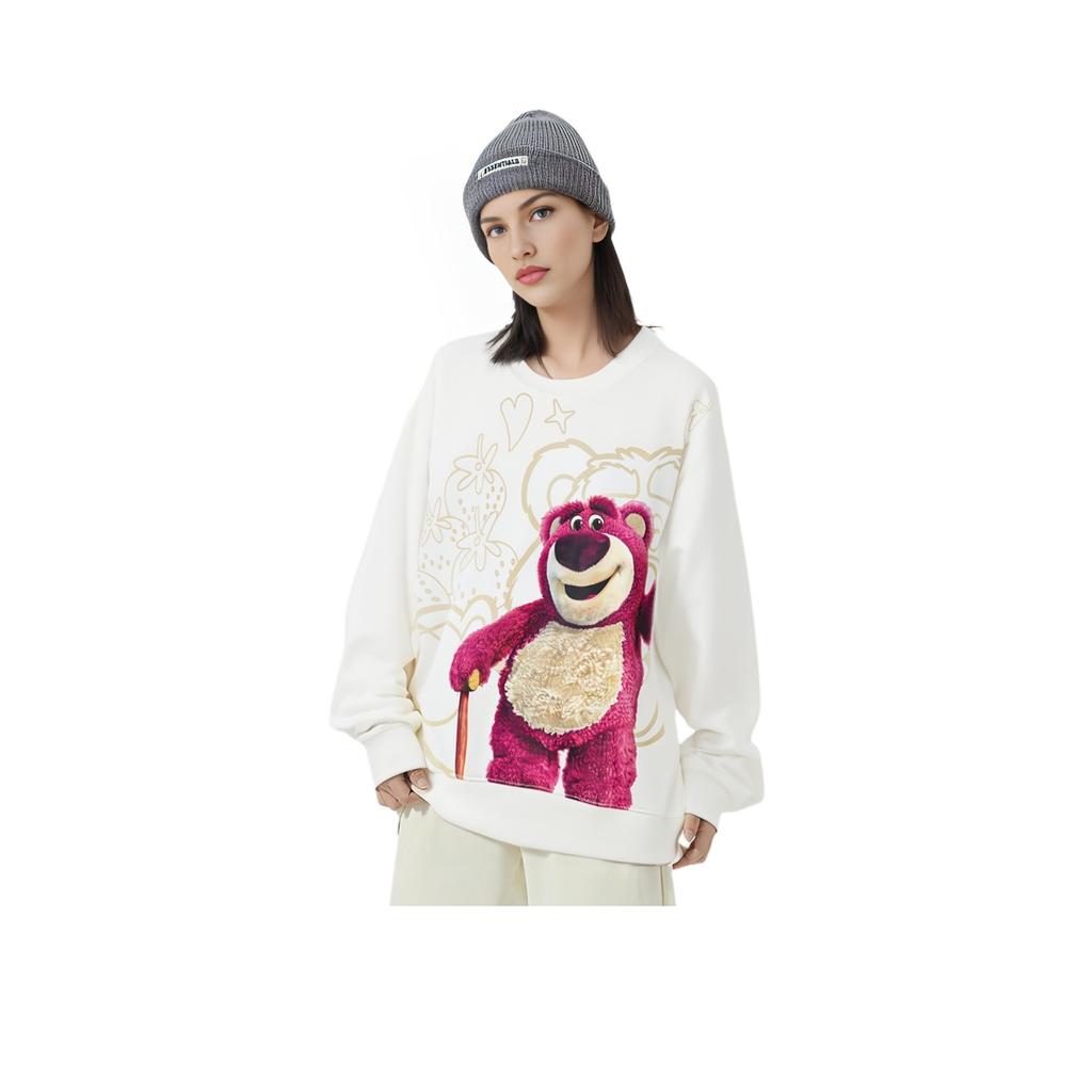 Li Ning × Disney Collaboration Pixar Strawberry Bear Series Cartoon Letter Okrągły Dekolt Wygodna, oddychająca, ciepła bluza polarowa AWDU432-5