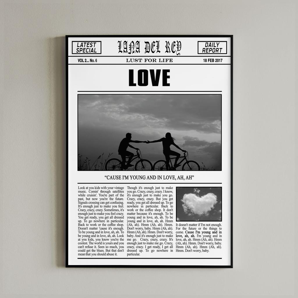 Black and White Lana Del Rey Newspaper Poster Aesthetics Girl Singer Rapper Canvas Painting Print Wall Art Mural Home Room Decor