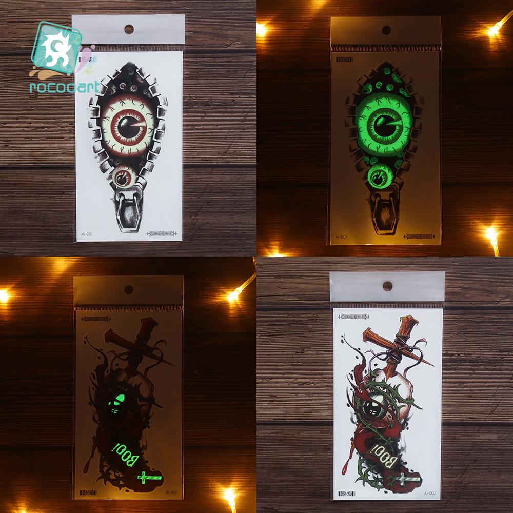 Rikalong Cross-border Halloween Luminous Temporary Spider Tattoo Stickers - Realistic & Scary Designs