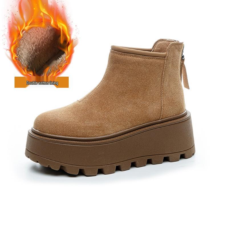 2025 Winter Women's European Snow Boots: Versatile Low-Top, Thick Velvet, Warm, Short Boots with Rear Zipper