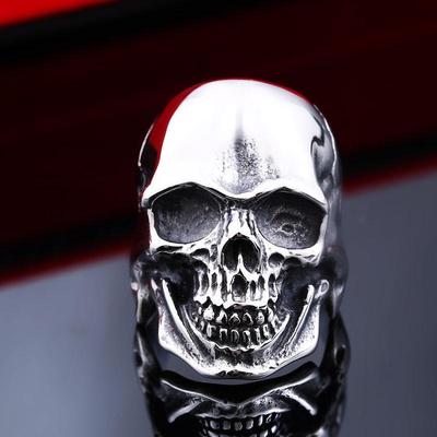 Titanstahl Herren Dominanter Punk Totenkopfring