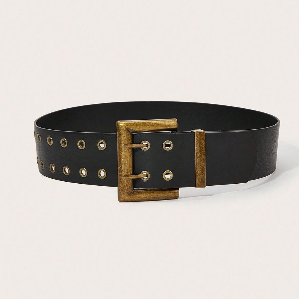 Gothic Punk Rivet Belt With Alloy Pin Buckle For Alternative Fashion чёрный