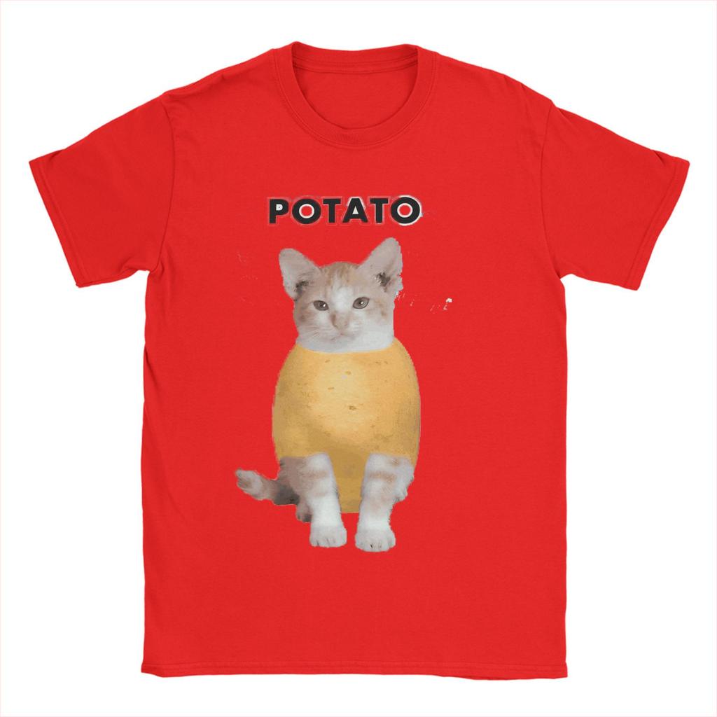 Potato Cat Creative Patato Printed Summer Funny Women's Round Neck Short Sleeved T-shirt Top Clothing
