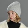 Gorro de Punto Suave de Lana de Conejo Angora para Mujer Hombre Invierno Cálido Color Sólido Moda Unisex