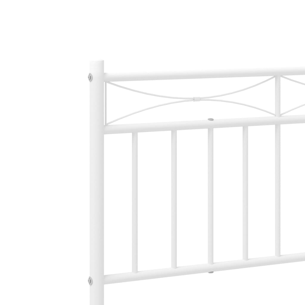 Metal Bed Frame with Headboard and Footboard White 107 X 203 Cm