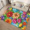 Floral Carpet with Vibrant Multicolor Flowers on Blue Background Suitable for use as an anti-slip for living room bedroom sofas