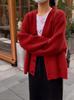 Women's Mid-Length 100% Wool Thick Cardigan - Elegant, Versatile, Loose Fit Cashmere Knitwear