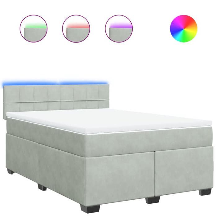 Maison Exclusive - Sommier à lattes de lit et matelas Gris clair 140x200cm Velours