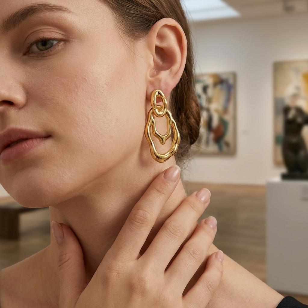 Modern Stainless Steel Drop Earrings for Women Irregular Geometric Link Dangle Jewelry Daily Party Wedding Gift Accessories