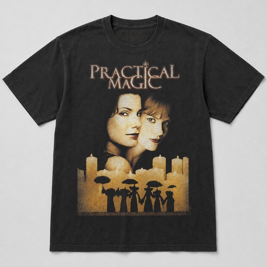 Praktická magie 1998 Tričko, Vintage Čarodějnické Filmové Tričko, Halloween Půlnoční Margarity Dámské Tričko, Čarodějnické Estetické Grafické Tričko