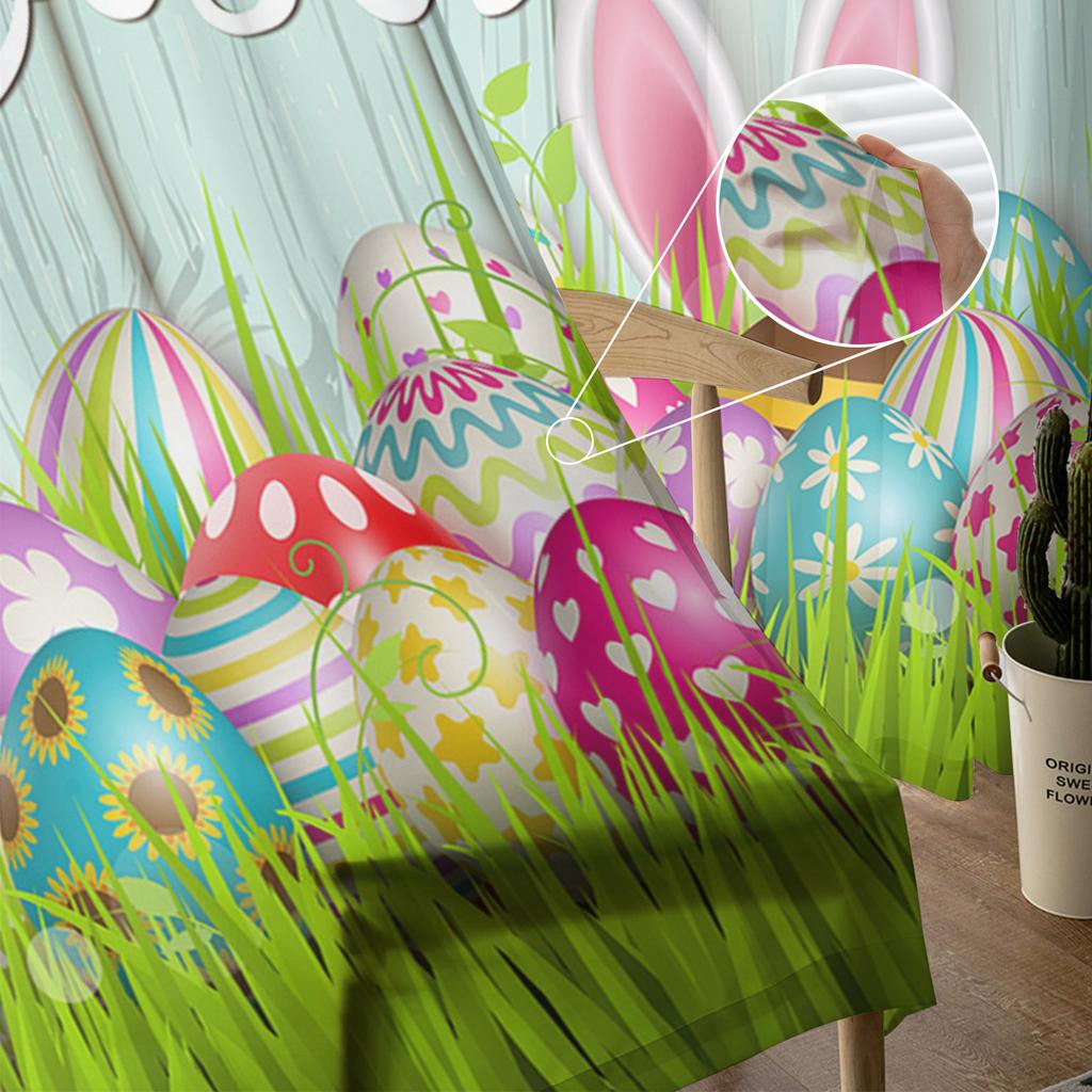 Easter Spring Colored Egg Bunny Sheer Tulle Window Curtains For Living Room Bedroom Kitchen Veiling Curtain Home Decoration