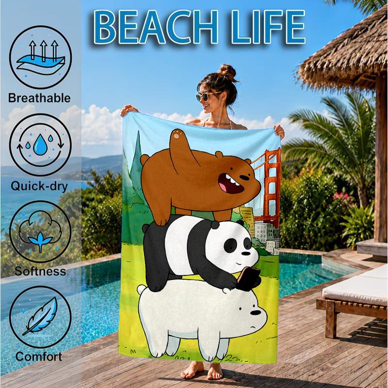 Nightly Friends Bears Adventure Beach Towel, Microfiber Beach Towel, Perfect For Pool, Beach, Travel, Home Decor Beach Party Fan Gifts