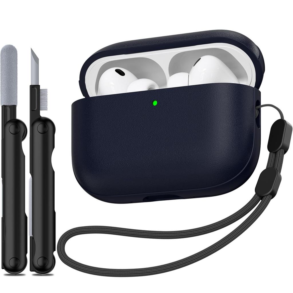 Soft TPU Case for Airpods Pro 3 New Leather Texture Protective Shockproof Case with Lanyard and Cleaning Kit For Airpods Pro 3