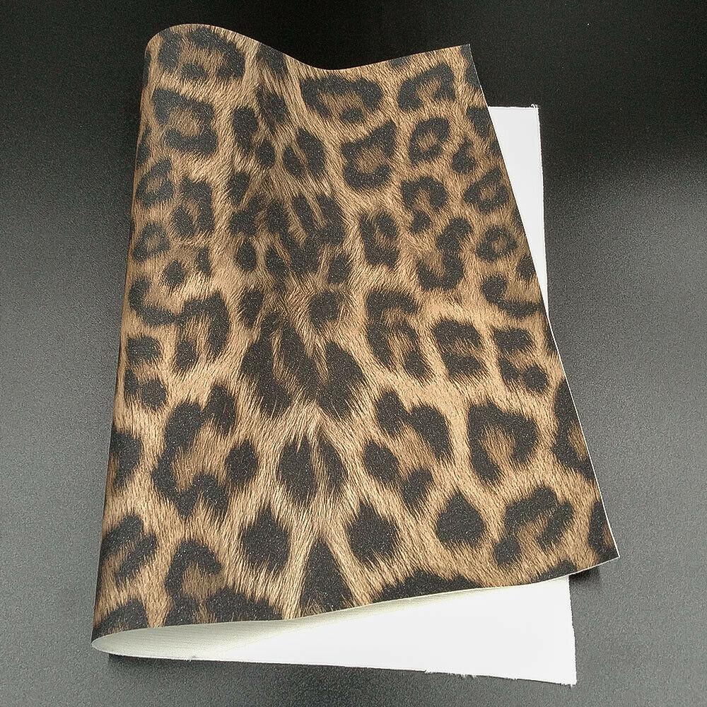 Glitter Shiny Sparkle Leopard Print Fabric PU Leather Waterproof DIY Sewing Bows Craft A4/A5 Sheets