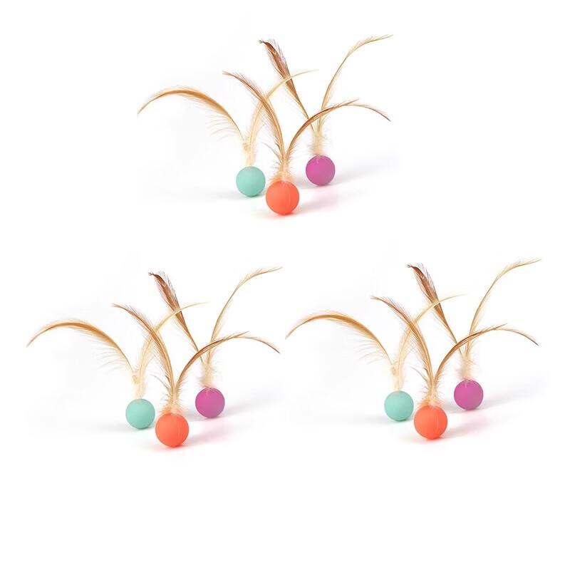 Cat Feather Elastic Toy Balls (18 Pack)