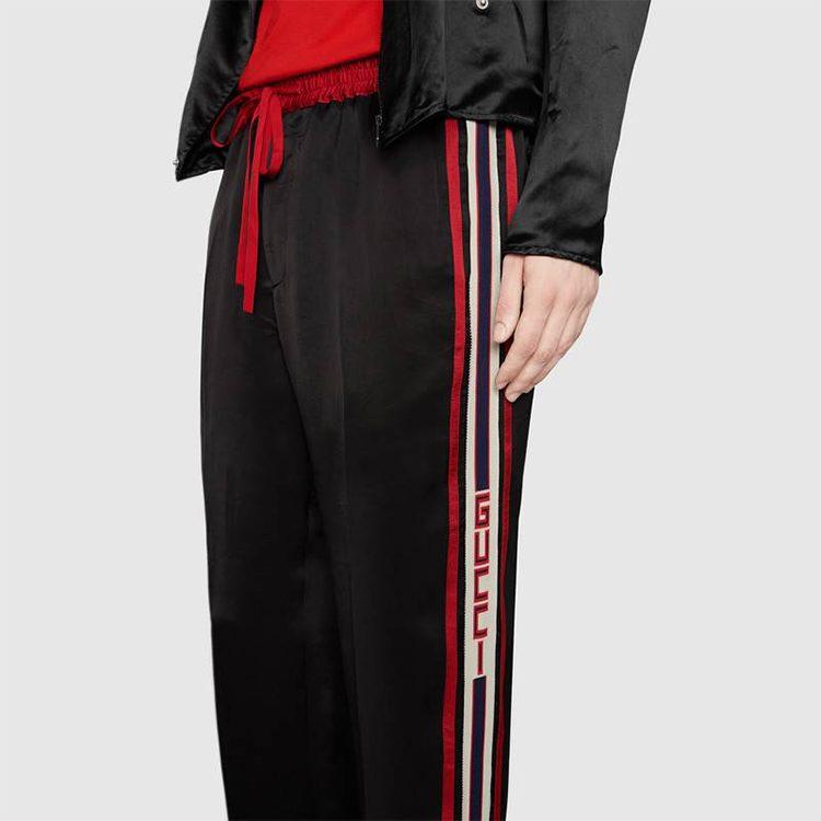 Gucci Knitted Sweatpants Men's Black Moderate Straight Fit Pants 522935-Z739C-1159