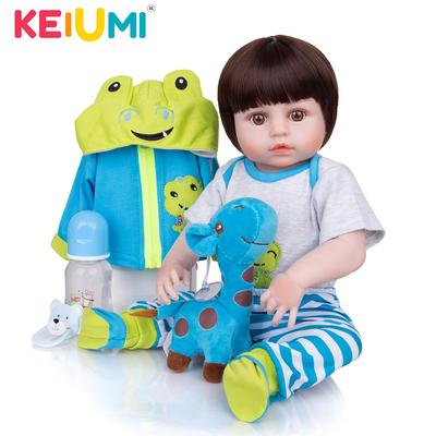Bambola Bebe da 49 cm Reborn Bambino Bel Ragazzo Giocattolo da Bagno Morbido Corpo Completo in Silicone per Regalo di Compleanno per Bambini