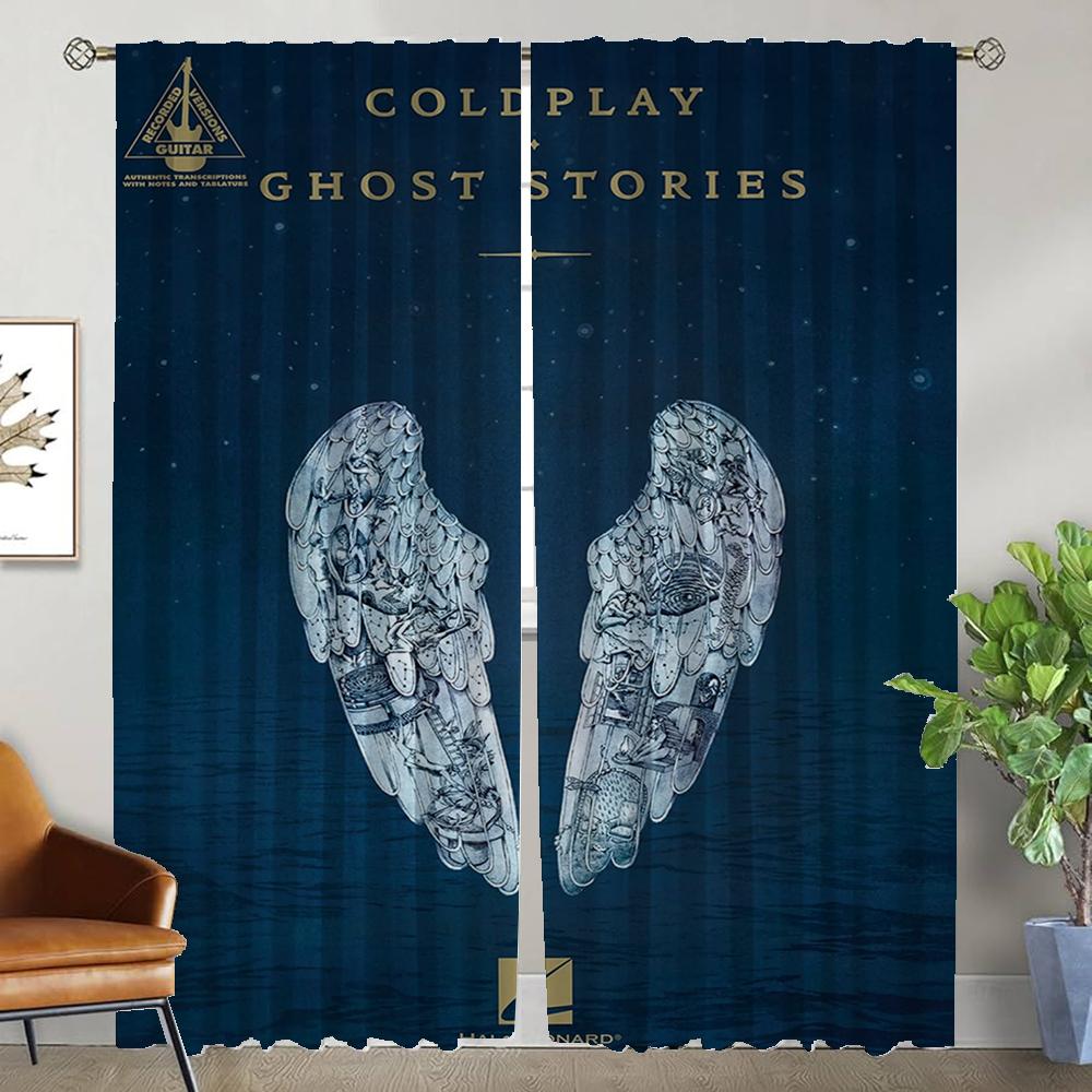 Window Curtain for Room 2 Panel Rock-coldplays Blackout Curtains Home Interior Curtains Tulle for Bedroom Halloween Decoration
