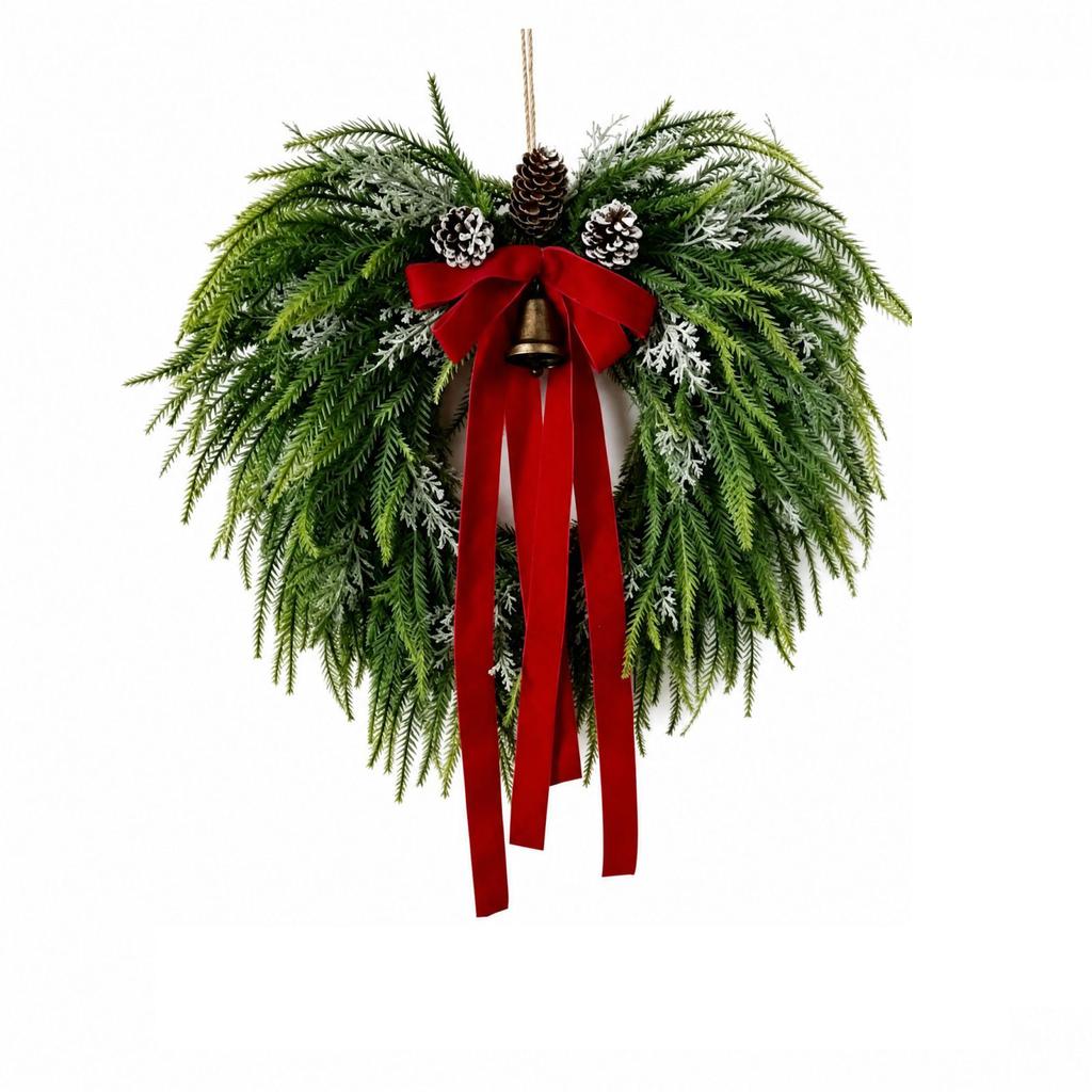 Christmas Wreath with Branches, Red Berries and for Holiday Home Decor