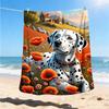 1pc Dalmatian Field Throw Blanket Polyester Fiber, Lightweight Flannel, Soft & Warm, All Season Use for Outdoor, Camping Digital Print
