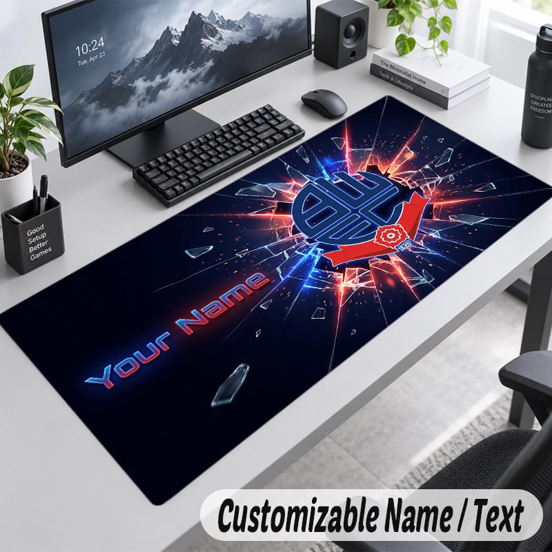 Custom Name Text Mouse Pad Bolton Wanderers FC Personalized Desk Pad For Work And Gaming