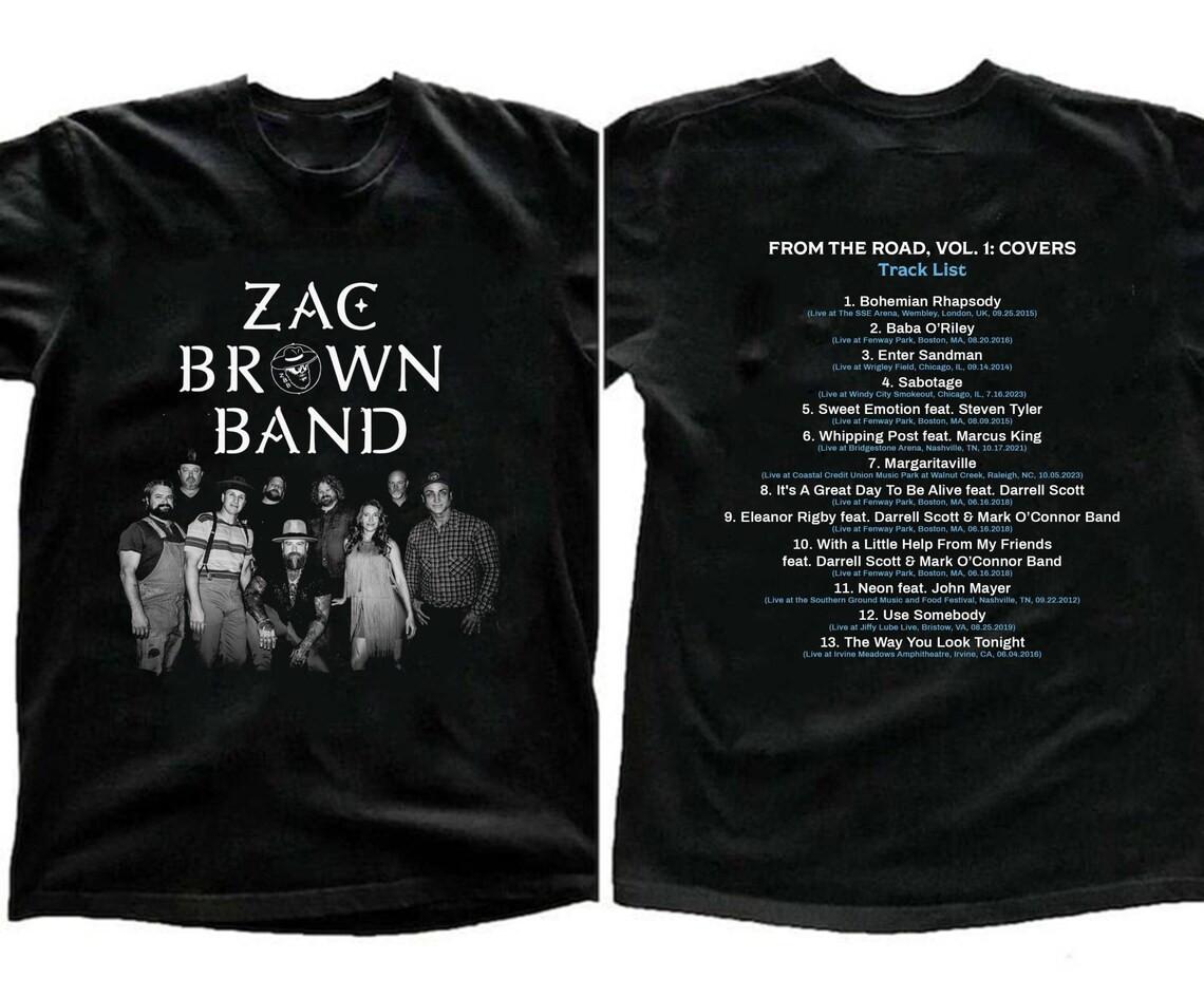 

Zac Brown Band 2024 Music Tour Black T-Shirt Mens Womens Tees Top Gift Fans All Size 3XL