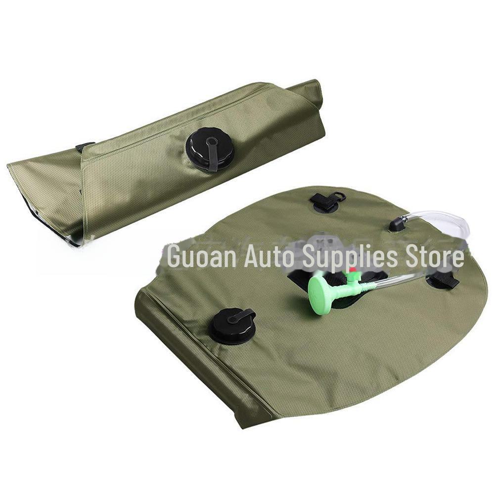 20L Army Green Solar Heat Absorption Camping Bath Bag - Outdoor 5 Gallon Water Bag for Toiletries