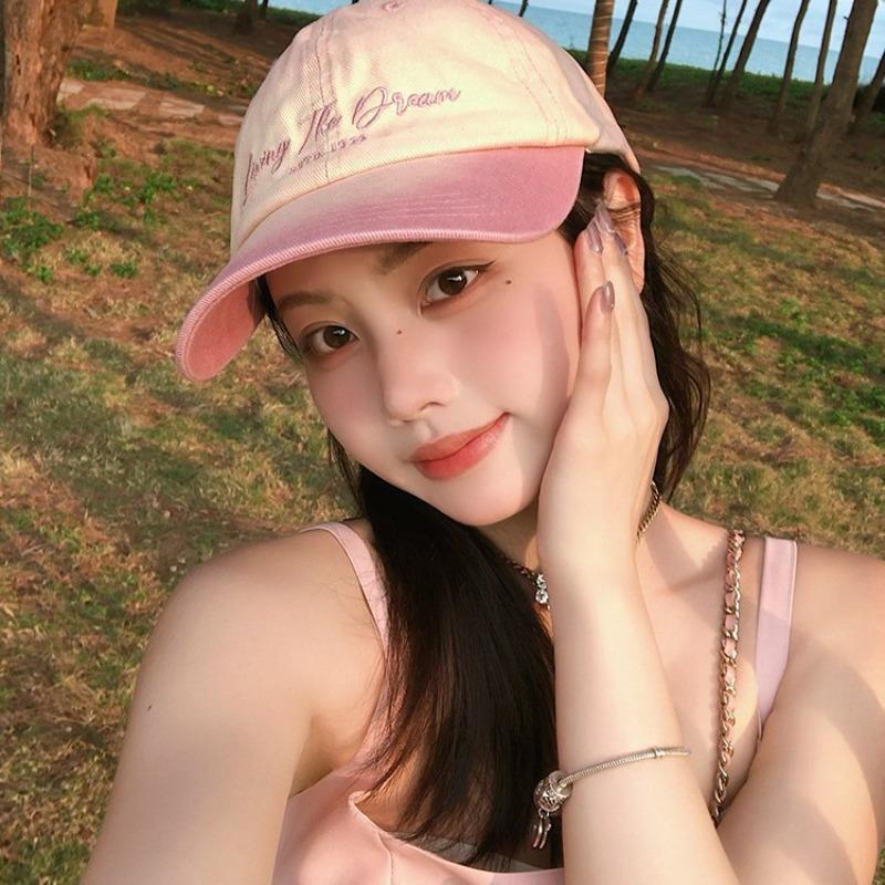 Gradually Change Color Cap Children Show Face Small Couple Casual Versatile Soft Top Embroidery Shade Baseball Cap